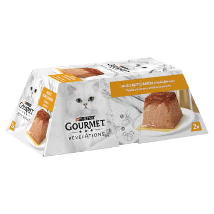 Gourmet® Revelations Karma dla kotów mus z kurczakiem w kaskadzie sosu 114 g (2 x 57 g)