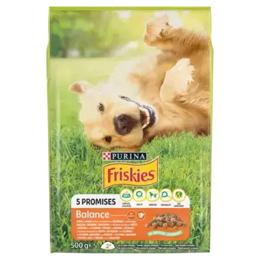 Friskies Balance Karma dla dorosłych psów z mieszanką kurczaka wołowiny i warzywami 500 g