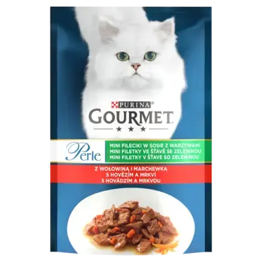 Gourmet® Perle Karma dla kotów mini fileciki w sosie z wołowiną i marchewką 85 g