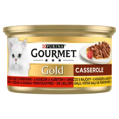 Gourmet® Gold Karma dla kotów casserole z wołowiną i kurczakiem w sosie z pomidorami 85 g