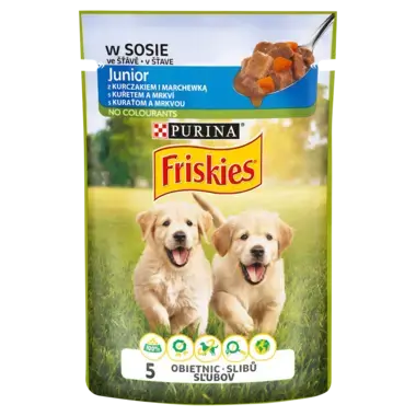 Friskies Junior Karma dla szczeniąt w sosie z kurczakiem i marchewką 100 g