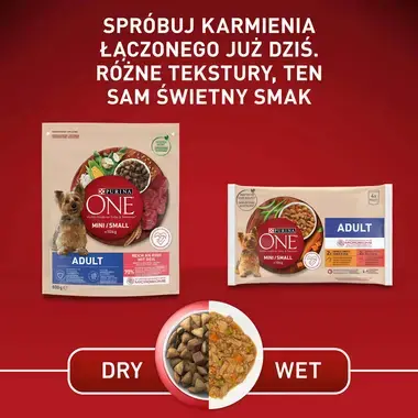 PURINA ONE Mini Adult z Kurczakiem oraz Wołowiną