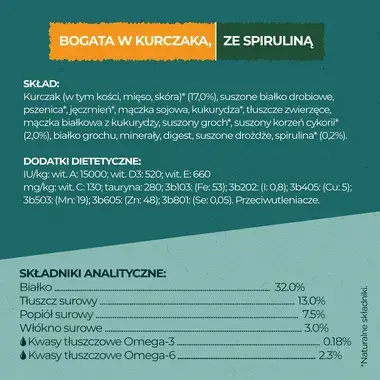 Purina ONE DualNature™ Spirulina Adult Kurczak jako pierwszy składnik