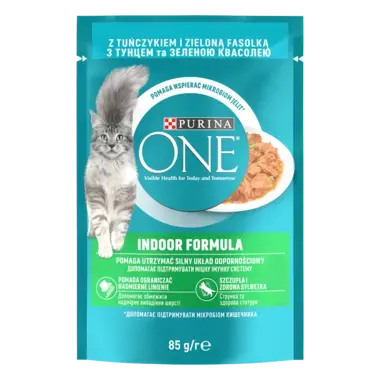 Purina One Indoor z tuńczykiem i zieloną fasolką mokra karma dla kota