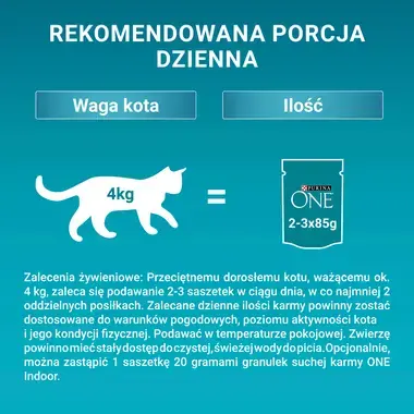 Purina One Sterilcat rekomendowana dzienna porcja